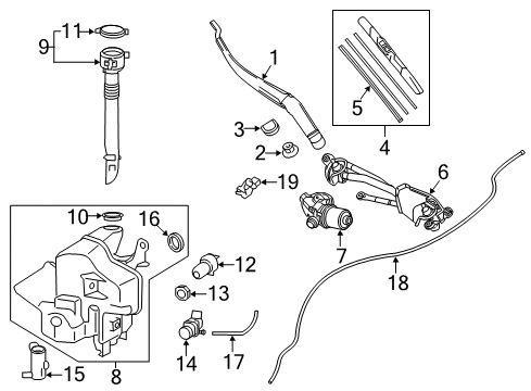 2015 Lexus RC350 Headlamp Washers/Wipers Link Assembly, Front WIPER Diagram for 85150-24150