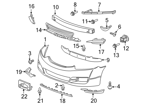 2010 Honda Civic Front Bumper Spoiler, Front Bumper Center Air Diagram for 71115-SVA-A50