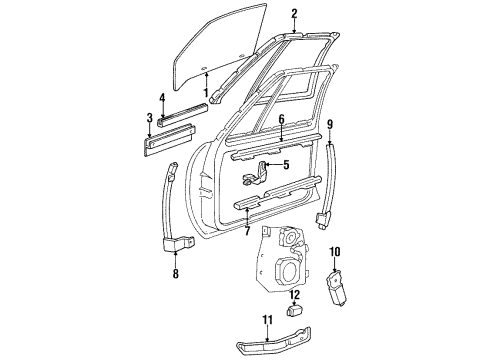 1992 Buick LeSabre Door & Components CHANNEL, Front Door Window Sash Diagram for 25555649