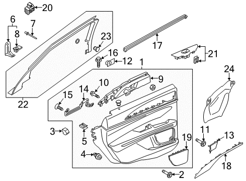 2015 Lincoln MKZ Interior Trim - Rear Door Door Trim Panel Diagram for DP5Z-5427406-BL