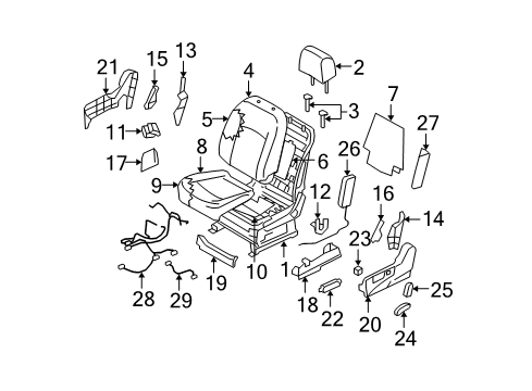 2009 Nissan Rogue Driver Seat Components FINISHER Assembly-Rear, Front Cushion LH Diagram for 87374-JM00A