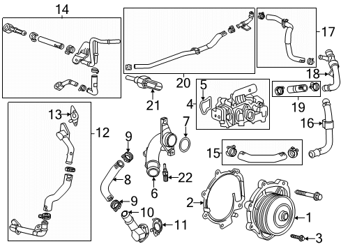 2020 Chevrolet Silverado 1500 Powertrain Control Upper Oxygen Sensor Diagram for 12702181