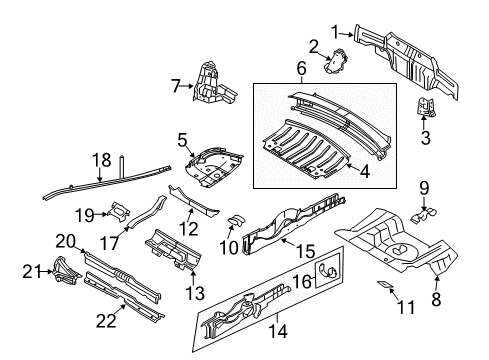 2014 Ford Mustang Rear Body Bumper Bracket Diagram for 7R3Z-17A750-A