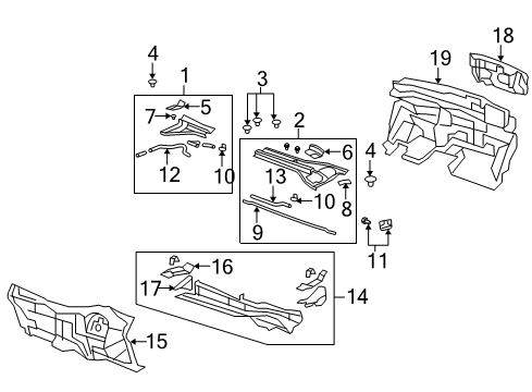 2007 Acura RDX Cowl Tube (4X7X530) Diagram for 76833-STK-A01