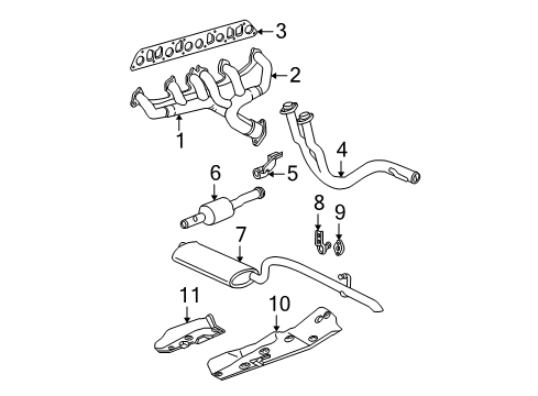 1999 Jeep Grand Cherokee Exhaust Components Catalytic Converter Diagram for 52101390
