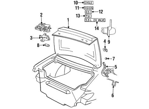 1996 Eagle Vision Trunk Latch Deck Lid Comp Diagram for 4624758