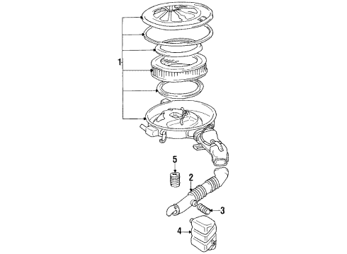 1989 Toyota Pickup Air Intake Air Cleaner Assembly Diagram for 17700-35320