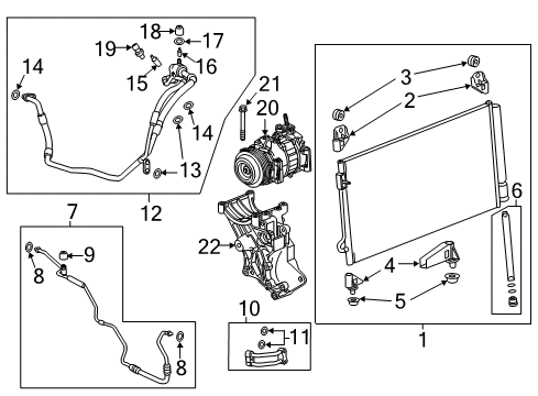 2017 GMC Sierra 2500 HD A/C Condenser, Compressor & Lines Evaporator Tube Diagram for 23386909