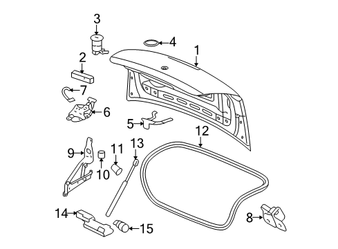 2007 Chevrolet Cobalt Trunk Lid Hinge Diagram for 25881405