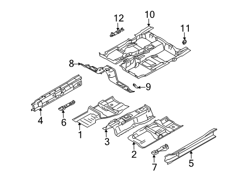 2006 Infiniti FX35 Floor & Rails Bracket-Carpet, Front Diagram for 74985-40U00