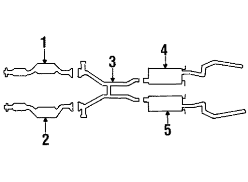 1998 Lincoln Town Car Exhaust Components Muffler & Pipe Diagram for F8VZ-5230-BA