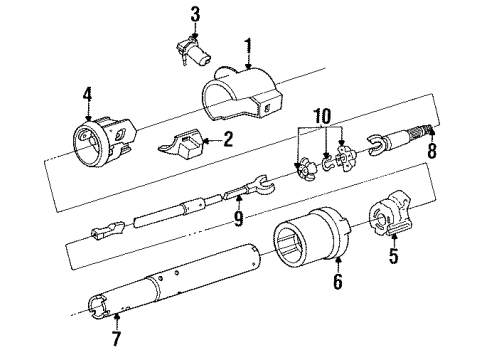 1991 Pontiac Sunbird Steering Column, Steering Wheel Column Asm-Steering Diagram for 26003388