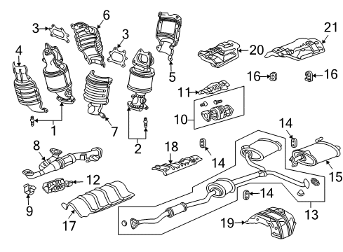 2006 Honda Accord Exhaust Manifold Rubber, Exhaust Mounting Diagram for 18215-S2A-000