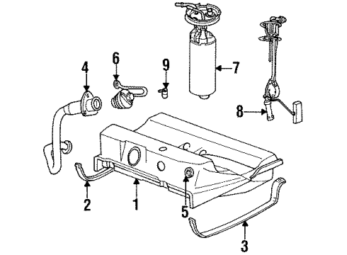 1992 Chrysler LeBaron Fuel System Components Strap-Assembly-Fuel Tank SUPT-Lt Diagram for 4203965