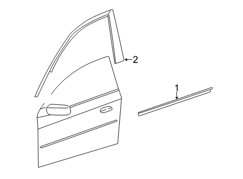 2011 Cadillac CTS Exterior Trim - Front Door Black Out Tape Diagram for 19351543