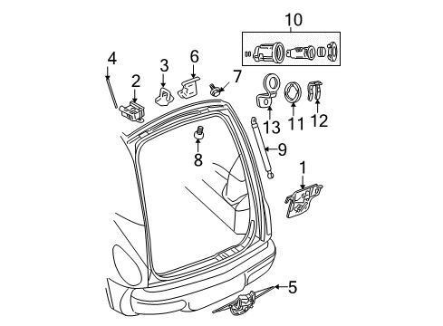 2003 Chrysler PT Cruiser Lift Gate - Lock & Hardware Switch-LIFTGATE Diagram for 56042454