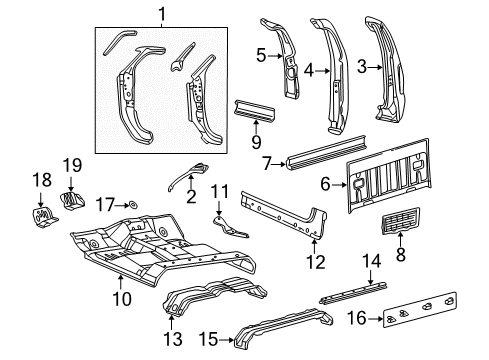 2006 Ford F-250 Super Duty Back Panel, Floor, Hinge Pillar, Rocker Panel Side Reinforcement Diagram for 8C3Z-2510120-A