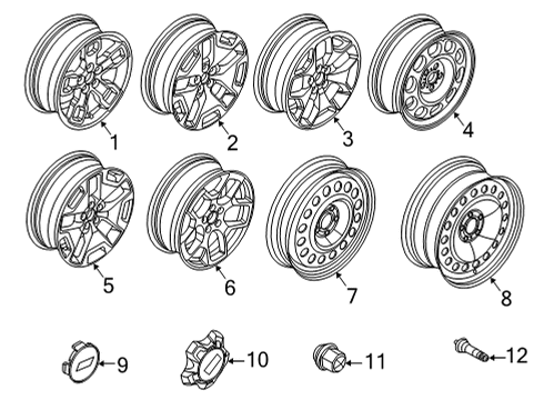 2022 Ford Bronco Sport Wheels & Trim Wheel, Spare Diagram for CJ5Z-1015-B