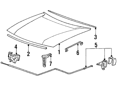 1985 Honda Accord Hood & Components Lock Assembly, Passenger Side Hood Diagram for 63510-SA5-674