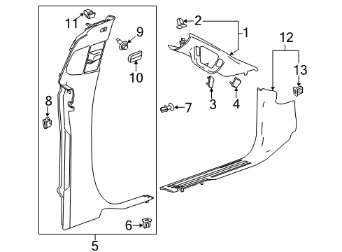 2015 GMC Sierra 3500 HD Interior Trim - Cab Molding Asm-Body Lock Pillar Garnish *Black Diagram for 23375941