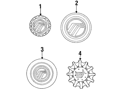 1996 Mercury Grand Marquis Wheels & Trim Hub Cap Diagram for F3MY-1130-A