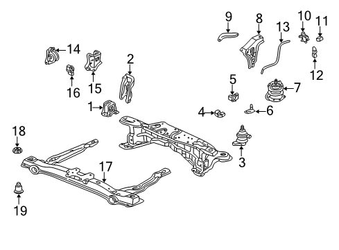 2000 Honda Accord Engine & Trans Mounting Stay, RR. Engine Bracket Diagram for 50828-S84-A00