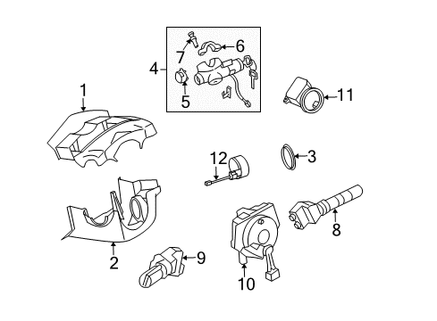 2008 Nissan 350Z Shroud, Switches & Levers Key Set Diagram for 99810-CF41A