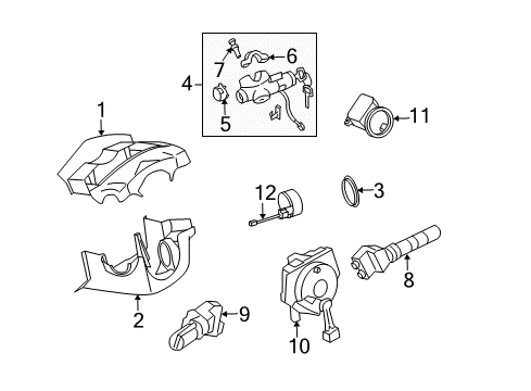 2007 Nissan 350Z Anti-Theft Components Spiral Cable Clock Spring Diagram for 25567-ET025