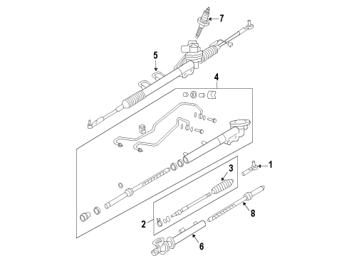 2013 Nissan Murano P/S Pump & Hoses, Steering Gear & Linkage Gear Assembly - Power Steering Diagram for 49200-1UM1B