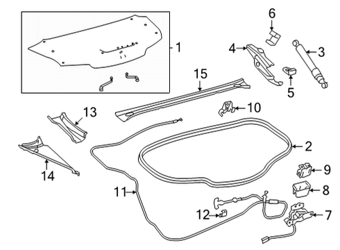 2022 Lexus LC500 Trunk Lid & Components Opener Assembly, Luggage Diagram for 64640-11020