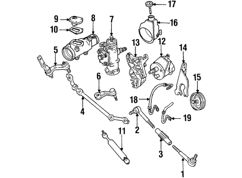 1996 Chevrolet Tahoe P/S Pump & Hoses, Steering Gear & Linkage Gear Kit, Steering (Remanufacture) Diagram for 26087096