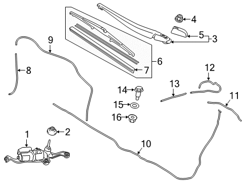 2019 Toyota Prius AWD-e Wiper & Washer Components Washer Hose Diagram for 90099-62157