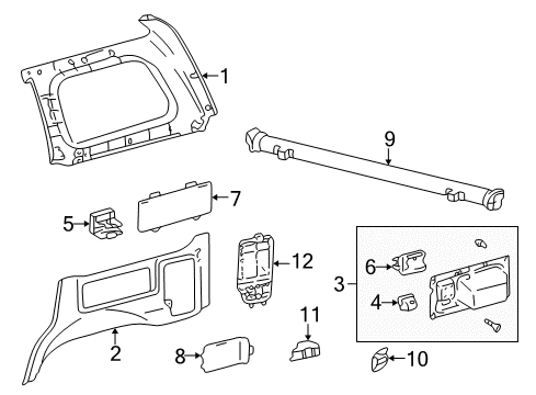 2000 Toyota Land Cruiser Interior Trim - Quarter Panels Cup Holder Diagram for 66907-60010-B1