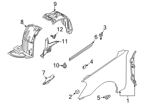 2010 Infiniti M35 Fender & Components Protector-Front Fender, LH Diagram for 63843-EG000