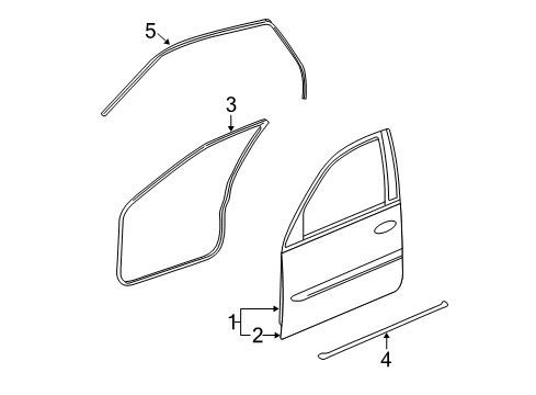 2007 Cadillac SRX Front Door Weatherstrip Asm-Front Side Door Lower Auxiliary Diagram for 15786641