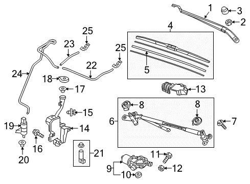 2018 Honda Pilot Wiper & Washer Components Level Sensor Assembly Diagram for 76835-TZ5-A00
