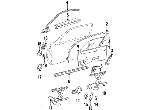 1994 Pontiac Grand Am Rear Door Channel Asm-Front Side Door Window Diagram for 22635566