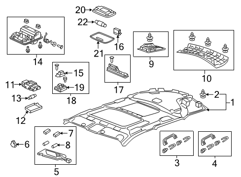 2013 Acura TSX Sunroof Motor Assembly, Sunroof Diagram for 70450-TL0-G22