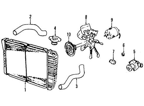 1996 Ford Thunderbird Cooling System, Radiator, Water Pump, Cooling Fan Upper Hose Diagram for F6SZ-8260-B