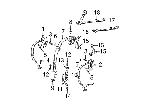 2000 Cadillac DeVille Seat Belt Bracket Bolt Diagram for 11517532