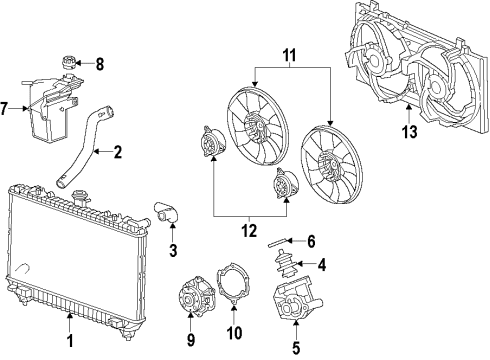 2010 Chevrolet Camaro Cooling System, Radiator, Water Pump, Cooling Fan Radiator Diagram for 92218351