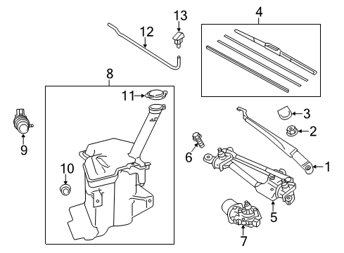 2014 Toyota Prius C Wiper & Washer Components Front Transmission Diagram for 85150-52610