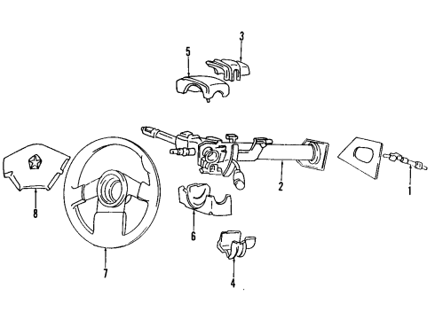 1996 Dodge Dakota Steering Column, Steering Wheel & Trim Column-Steering Diagram for 4864348