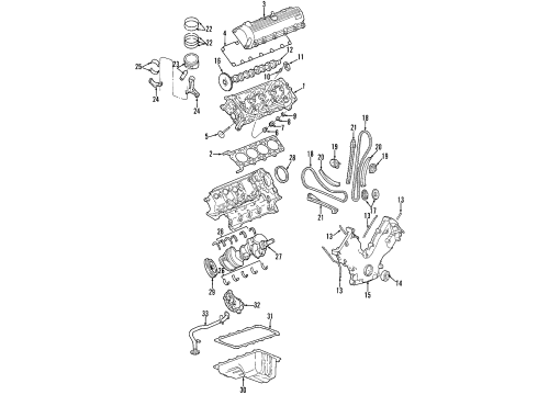 2007 Ford E-150 Engine Parts, Mounts, Cylinder Head & Valves, Camshaft & Timing, Oil Pan, Oil Pump, Crankshaft & Bearings, Pistons, Rings & Bearings Rear Mount Diagram for F81Z-6068-DA