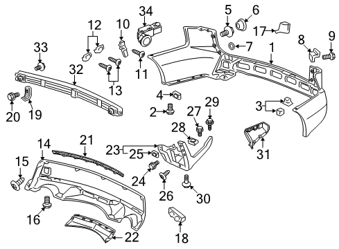 2007 Acura MDX Rear Bumper Grommet, Screw (5MM) Diagram for 90682-SDA-A01