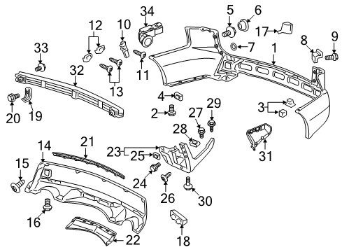 2012 Acura MDX Rear Bumper Screw, Tapping (5X20) Diagram for 90109-SS0-000