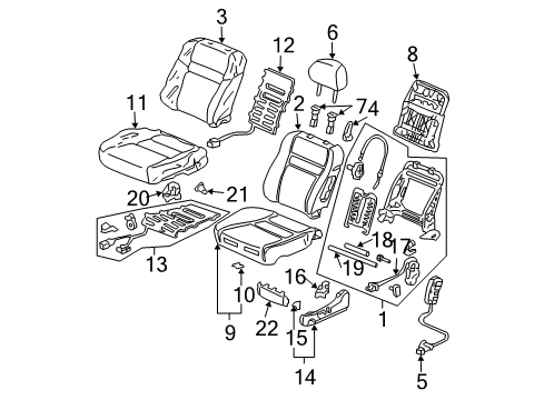 2006 Honda Accord Front Seat Components Pad, R. FR. Seat-Back (With OPDS Sensor)(TS Tech) Diagram for 81127-SDA-L71