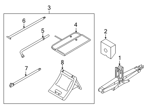 2013 Infiniti QX56 Jack & Components Tool Set Diagram for 99501-1LA0C