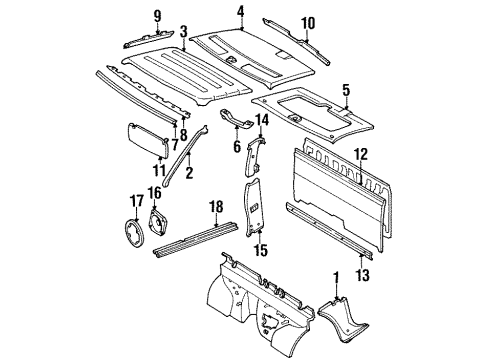 1993 Nissan D21 Interior Trim - Cab GARNISH-Windshield Pillar, L Diagram for 76912-55G00