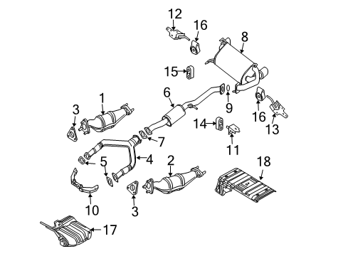 2004 Infiniti G35 Exhaust Components Front Exhaust Tube Assembly Diagram for 20020-CG000